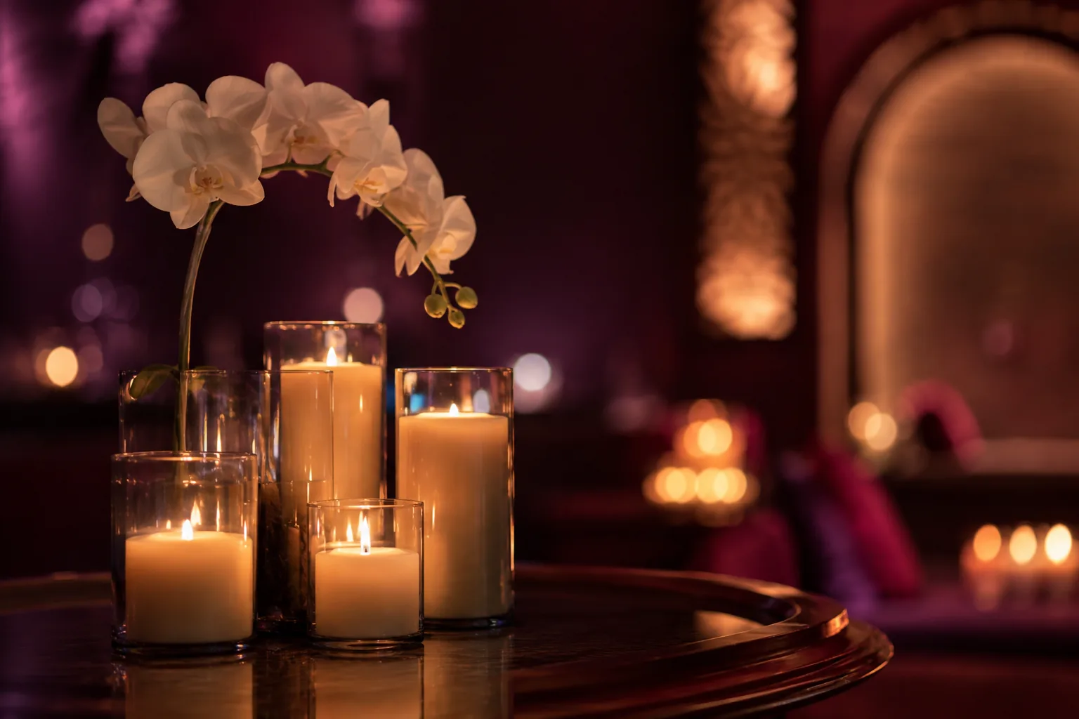 Mum ve orkide düzeni — Lila Spa, Beyoğlu misafirlerine hizmet veren salon